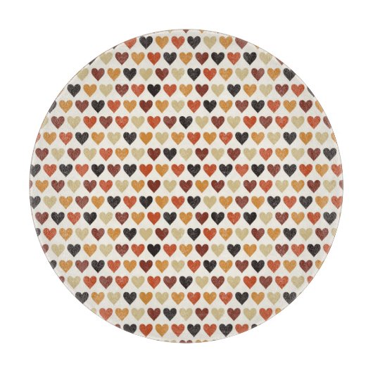 ブラックオレンジレッドブラウン秋ハート カッティングボード (正面)