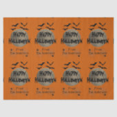 ブラックオレンジ不気味こうもりパターンハロウィーン 薄葉紙 (正面)