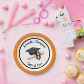 ブラックオレンジ卒業キャップとタッセル |カスタム ペーパープレート (パーティー)