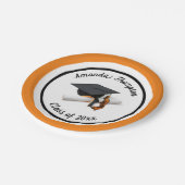 ブラックオレンジ卒業キャップとタッセル |カスタム ペーパープレート (アングル)