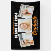 ブラックオレンジ卒業パーティー3フォトコラージュ 横断幕 (縦)