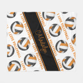 ブラックオレンジ大好きバレーボール文字柄 フリースブランケット (正面(横))