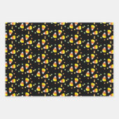 ブラックオレンジ幽霊キャンディコーンオレンジハロウィーン ラッピングペーパーシート (正面3)