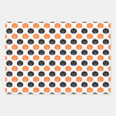 ブラックオレンジ幽霊パンプキンドットハロウィン ラッピングペーパーシート (正面)