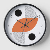 ブラックオレンジ日本アートミニマリストペルソナライズネーム 壁時計 (正面)