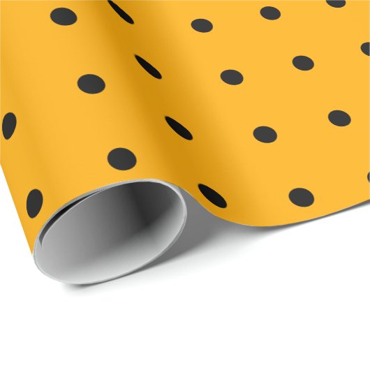 ブラックオレンジ水玉模様パターンハロウィーンラッピング ラッピングペーパー (ロールコーナー)