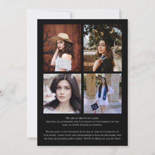 ブラックオレンジ紙吹雪卒業発表 招待状 (裏面)