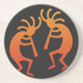 ブラックオレンジ素朴南西部デザインココペリ コースター (正面)