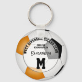 ブラックオレンジ色のサッカーチームの女の子をプレゼント キーホルダー (正面)