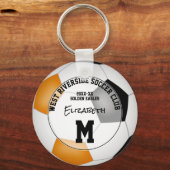 ブラックオレンジ色のサッカーチームの女の子をプレゼント キーホルダー (正面)