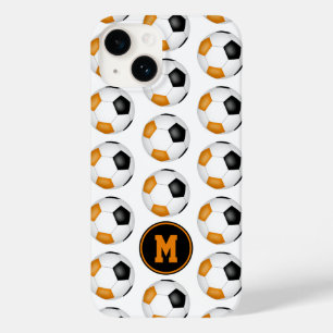 ブラックオレンジ色のサッカーボールモノグラムの模様 Case-Mate iPhone 14ケース