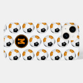 ブラックオレンジ色のサッカーボールモノグラムの模様 Case-Mate iPhoneケース (裏面 (横))
