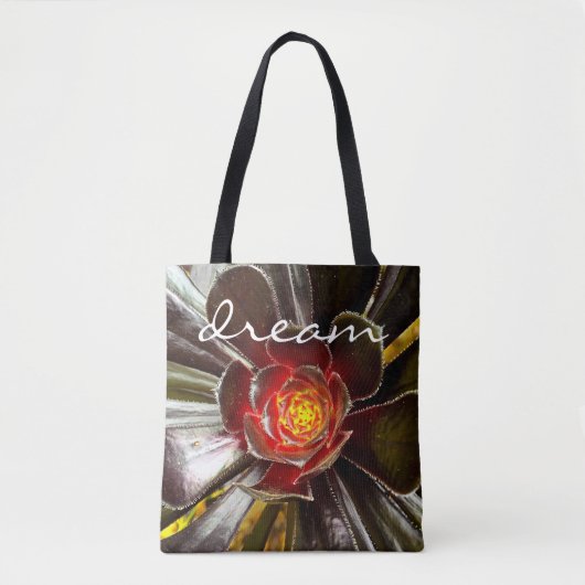 ブラックオレンジ色のサボテン写真の夢の脚本はっきりした トートバッグ (正面)