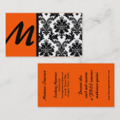 ブラックオレンジ色のダマスコ名刺 名刺 (正面/裏面)