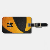 ブラックオレンジ色のチームカラーズスポーツギフト ラゲッジタグ (正面横)