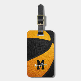 ブラックオレンジ色のチームカラーズスポーツギフト ラゲッジタグ