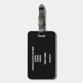 ブラックオレンジ色のチームカラーズスポーツギフト ラゲッジタグ (裏面縦)