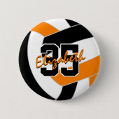 ブラックオレンジ色のバレーボールのチームカラー 缶バッジ (正面)