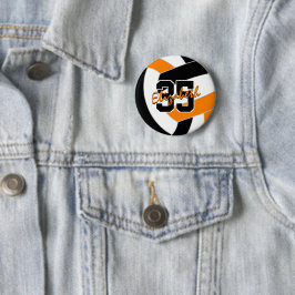 ブラックオレンジ色のバレーボールのチームカラー 缶バッジ