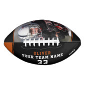 ブラックオレンジ色のプレイヤー名番号チームフォト アメリカンフットボール (正面)