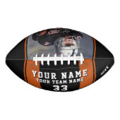 ブラックオレンジ色のプレイヤー名番号チームフォト アメリカンフットボール (正面)