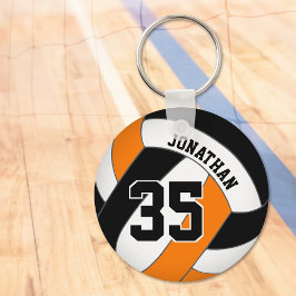 ブラックオレンジ色の男カスタムの子ジャージー番号バレーボール キーホルダー