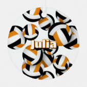 ブラックオレンジ色バレーボールアスリート名記念 メタルオーナメント (正面)