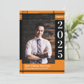 ブラックオレンジ スクール カラー 卒業写真 プラッド 招待状 (スタンド正面)