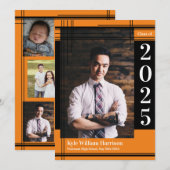 ブラックオレンジ スクール カラー 卒業写真 プラッド 招待状 (正面/裏面)