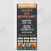 ブラックオレンジ バスケットボール バースデーパーティー VIPチケット 招待状 (正面)