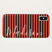 ブラックオレンストライプジのハロウィンパーソナライズされた名 Case-Mate iPhoneケース (裏面(横))