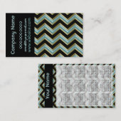ブラックオンエレガントティール（緑がかった色）ジグザグパターン名刺 名刺 (正面/裏面)