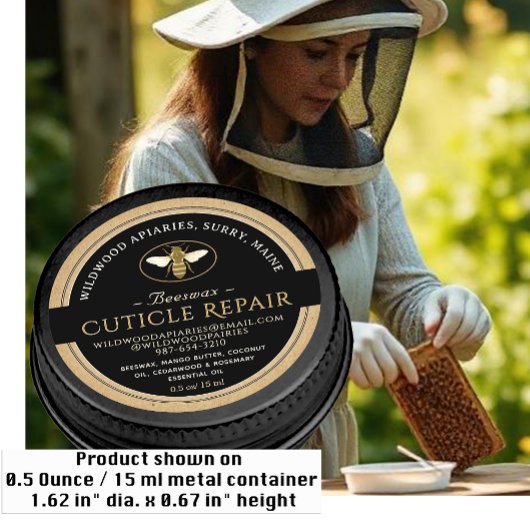 ブラックオンクラフトビーズワックスキューティクルリペアラベル ラウンドシール