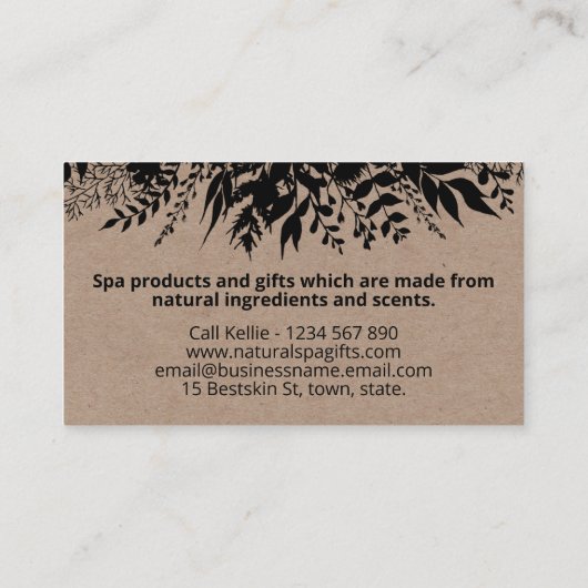 ブラックオンクラフト手作り風呂ソーク体バター石鹸 名刺 (裏面)