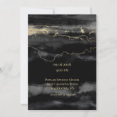 ブラックオングールドのモダンな結婚式のブラシストロークウォーターカラー 招待状 (裏面)