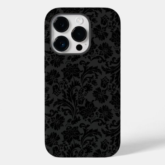 ブラックオンダークグレーヴィンテージダマスク Case-Mate iPhoneケース (裏面)