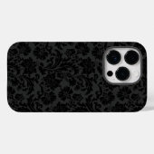 ブラックオンダークグレーヴィンテージダマスク Case-Mate iPhoneケース (裏面 (横))