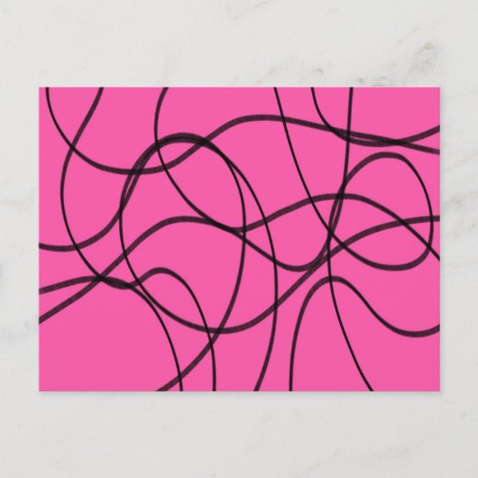 ブラックオンピンクリボンアート ポストカード (正面)