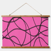 ブラックオンピンクリボンアート 吊り下げ型タペストリー (正面)