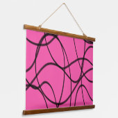 ブラックオンピンクリボンアート 吊り下げ型タペストリー (傾斜あり)