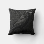 ブラックオンブラックダマスレイヴンデザイン クッション (裏面)