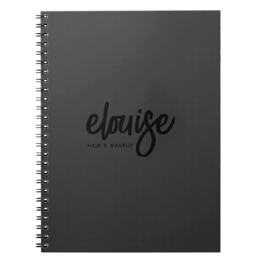 ブラックオンブラックブラシモダンスクリプト美しい事業 ノートブック (正面)