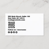 ブラックオンブラックモダンタイポグラフィはっきりしたQRコード 名刺 (裏面)