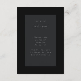 ブラックオンブラックモダンミニマルシンプル結婚 エンクロージャーカード