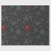 ブラックオンブラックレッドローズダモダンマスクフローラ ラッピングペーパー (フラット)