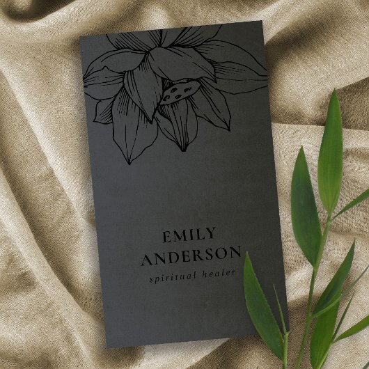 ブラックオンブラックロータスシンプル霊気スピリチュアルヒーラー 名刺