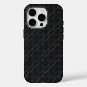 ブラックオンブラック織市松模様にりレザールック iPhone 16 PROケース