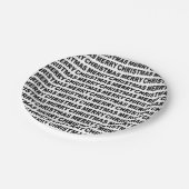 ブラックオンホワイトクリスマスタイポグラフィ紙プレート ペーパープレート (アングル)