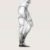 ブラックオンホワイトシックハート花柄 レギンス (右)