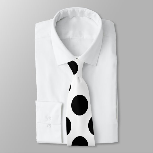 ブラックオンホワイトジャイアントサイズ水玉模様ネックタイ ネクタイ (タイ)